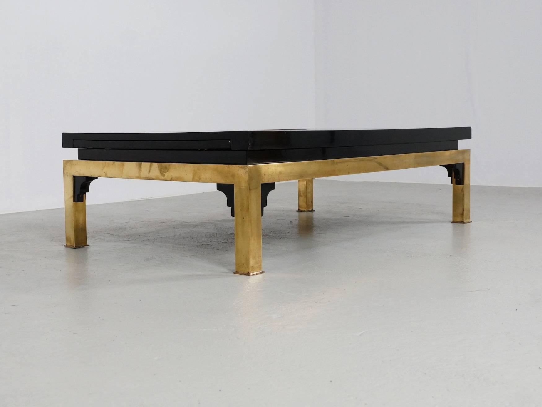 Brass Black Italian Coffee Table with by Tomasso Barbi