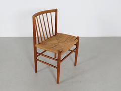Scandinavian Dining Chairs by Jørgen Bækmark in Oak and Paper Cord, Set of Four