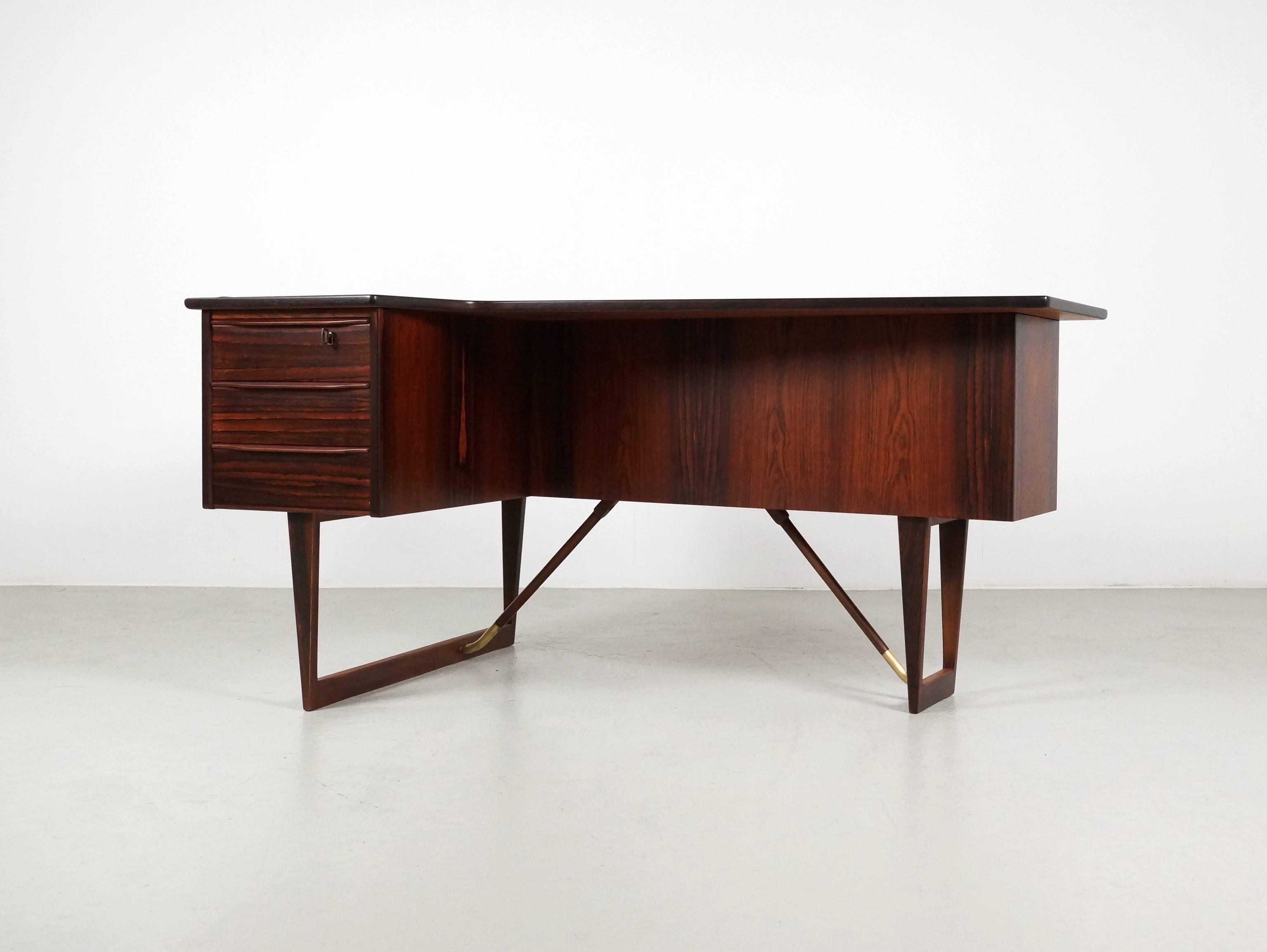Mid-Century Modern Danish Mahogany Corner Desk by Peter Løvig Nielsen, 1956 For Sale