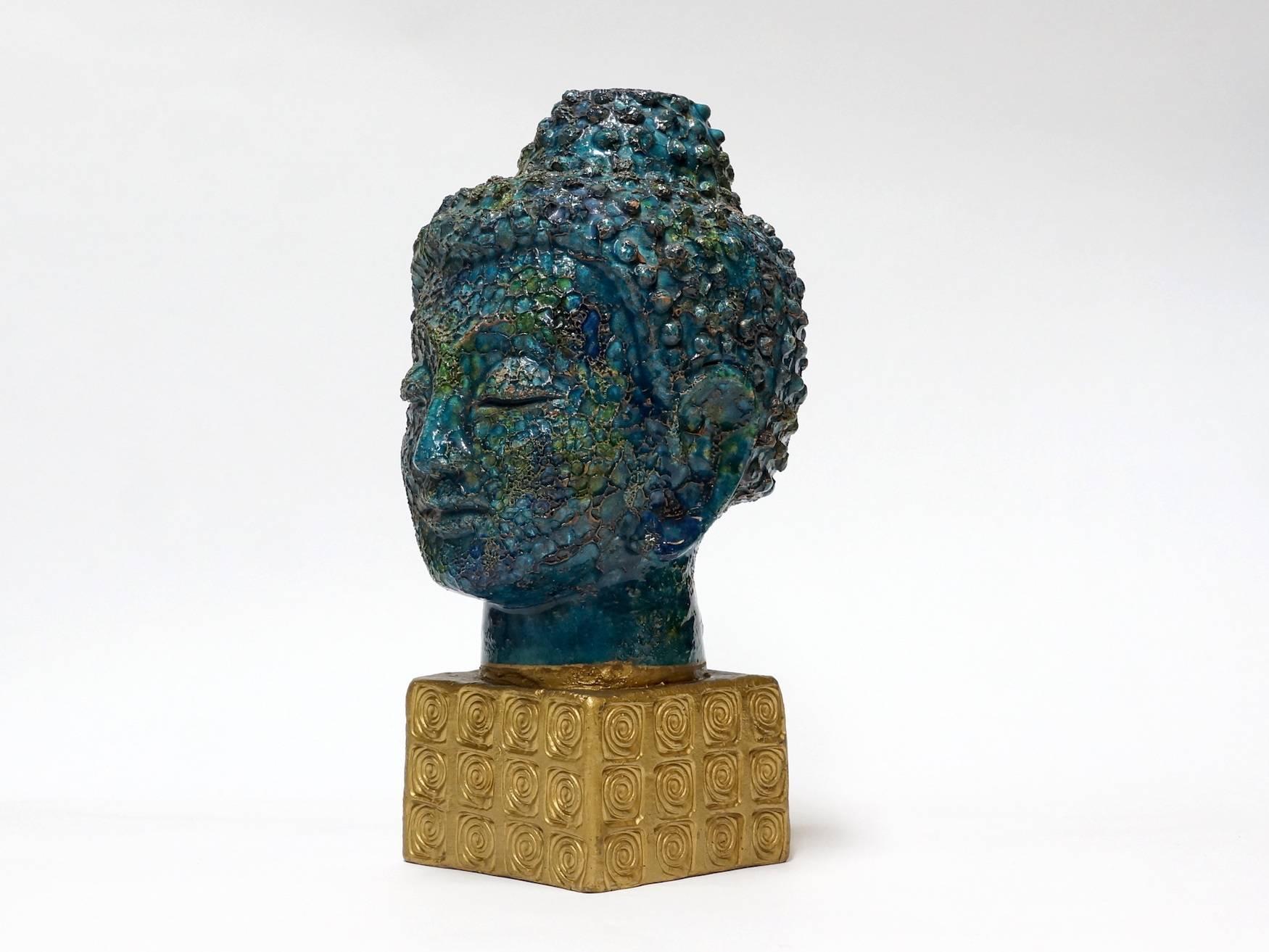 Bitossi Buddha Head Sculpture by Aldo Londi, Italy, 1960s In Good Condition In 's Heer Arendskerke, NL