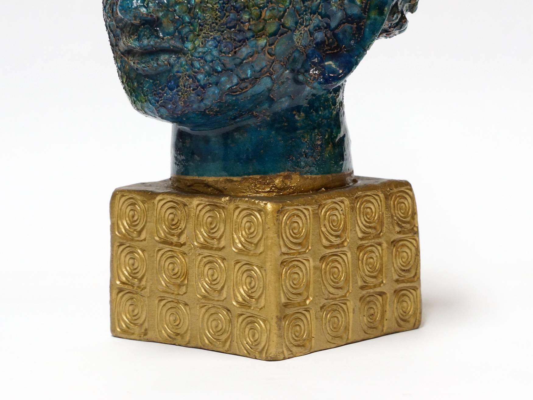 Bitossi Buddha Head Sculpture by Aldo Londi, Italy, 1960s 1
