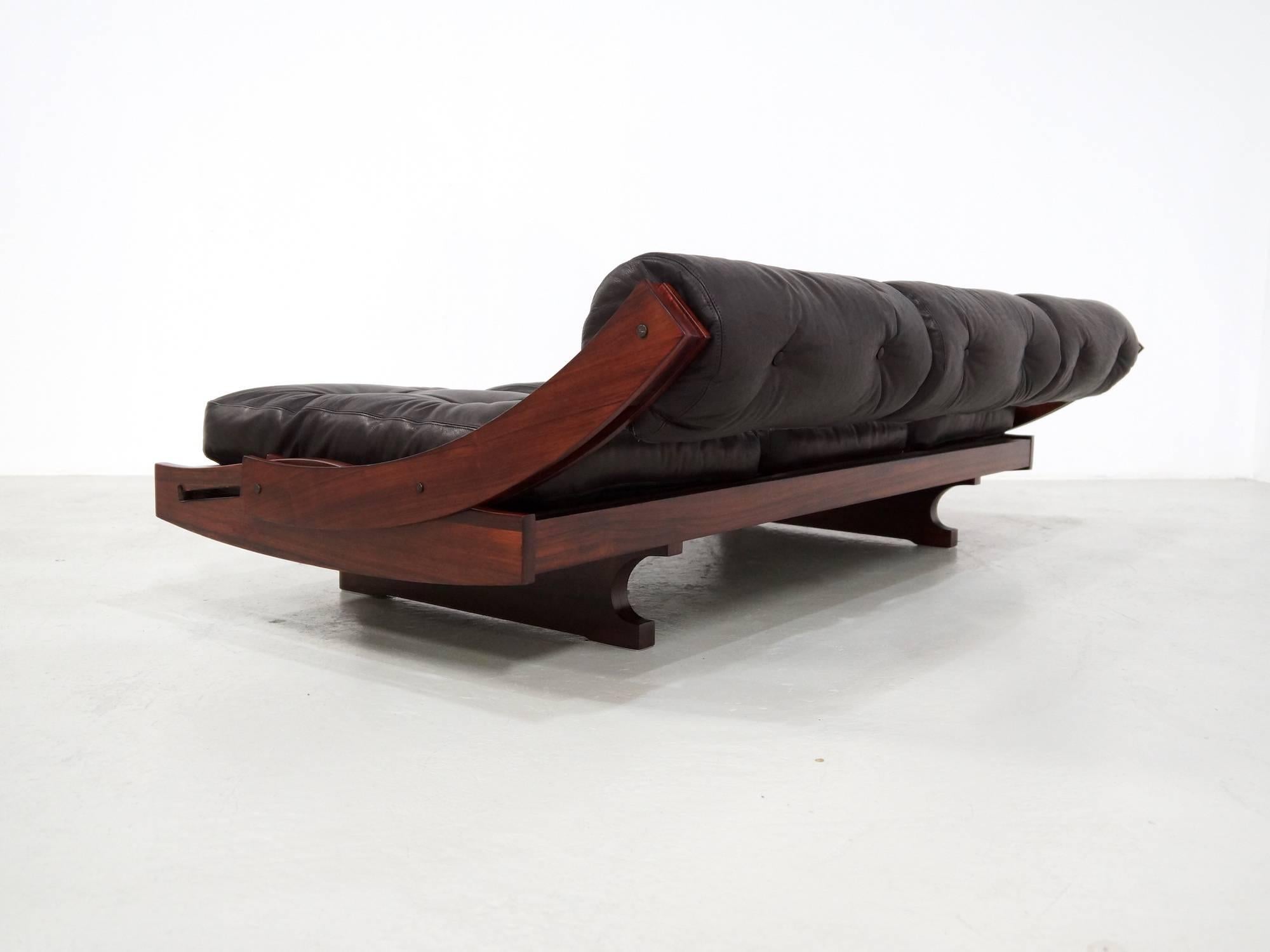 20th Century Rosewood and Black Leather Sormani Daybed, 1963