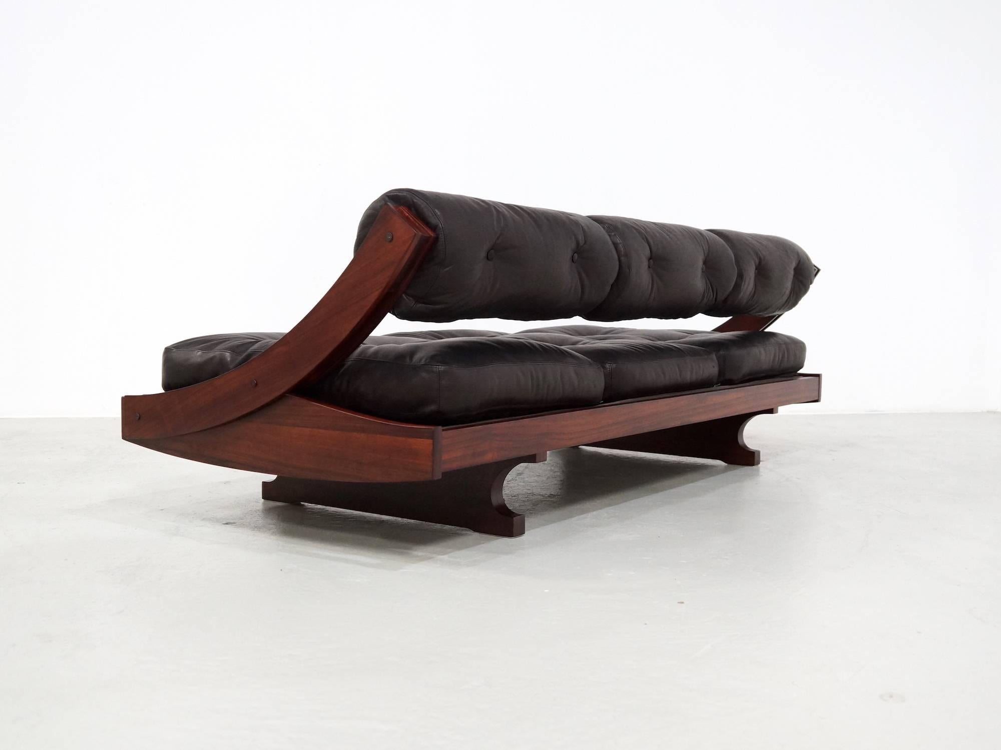 Rosewood and Black Leather Sormani Daybed, 1963 In Good Condition In 's Heer Arendskerke, NL