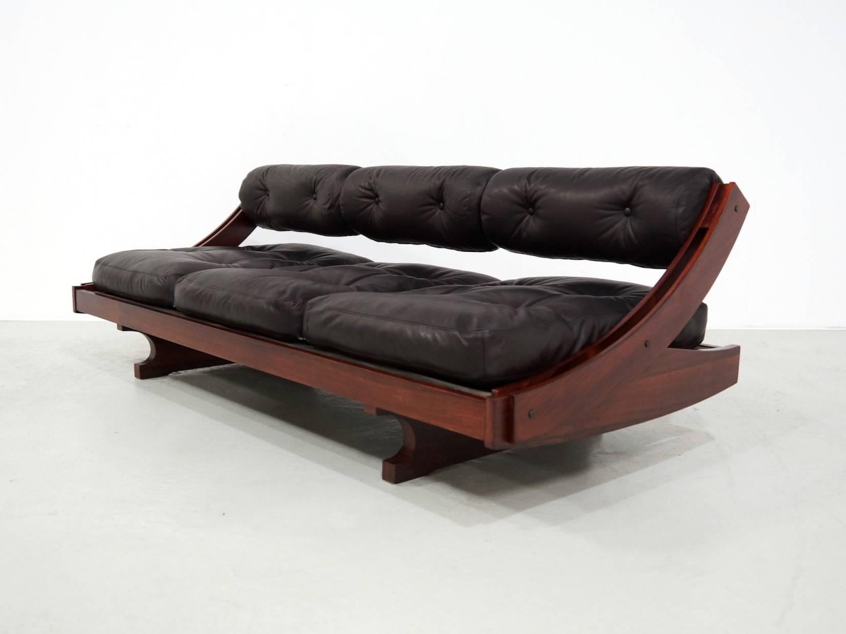 Rosewood and Black Leather Sormani Daybed, 1963 1