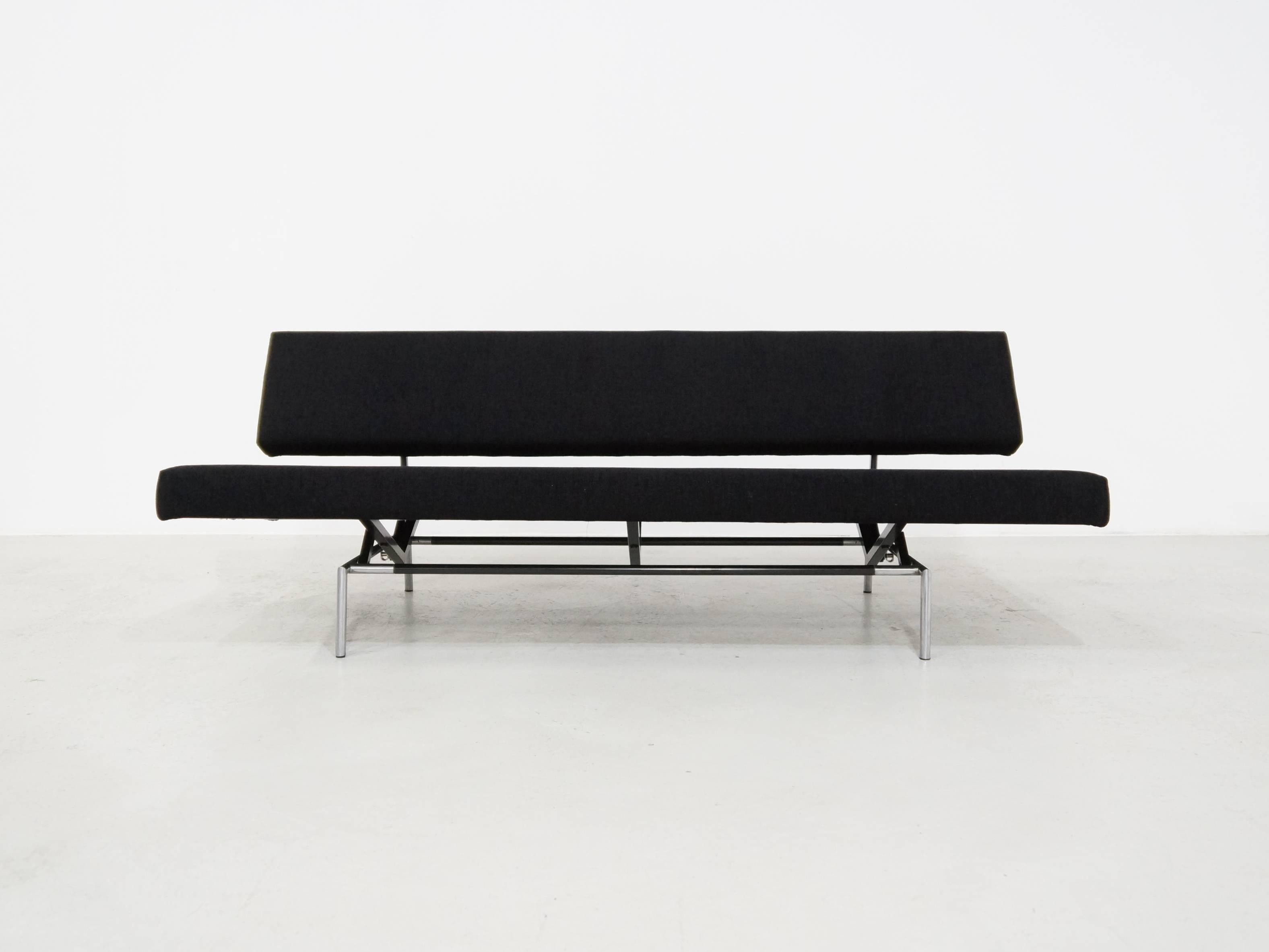 Mid-Century Modern Black and Stainless Steel Daybed, Sofa by Martin Visser for Spectrum, 1958