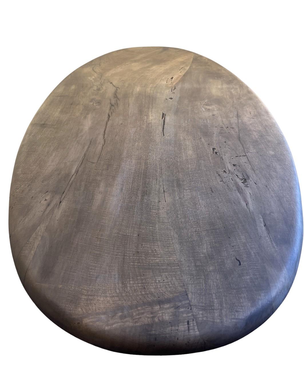 Oak Custom walnut 2 plank top oval dining table Model LUSI For Sale