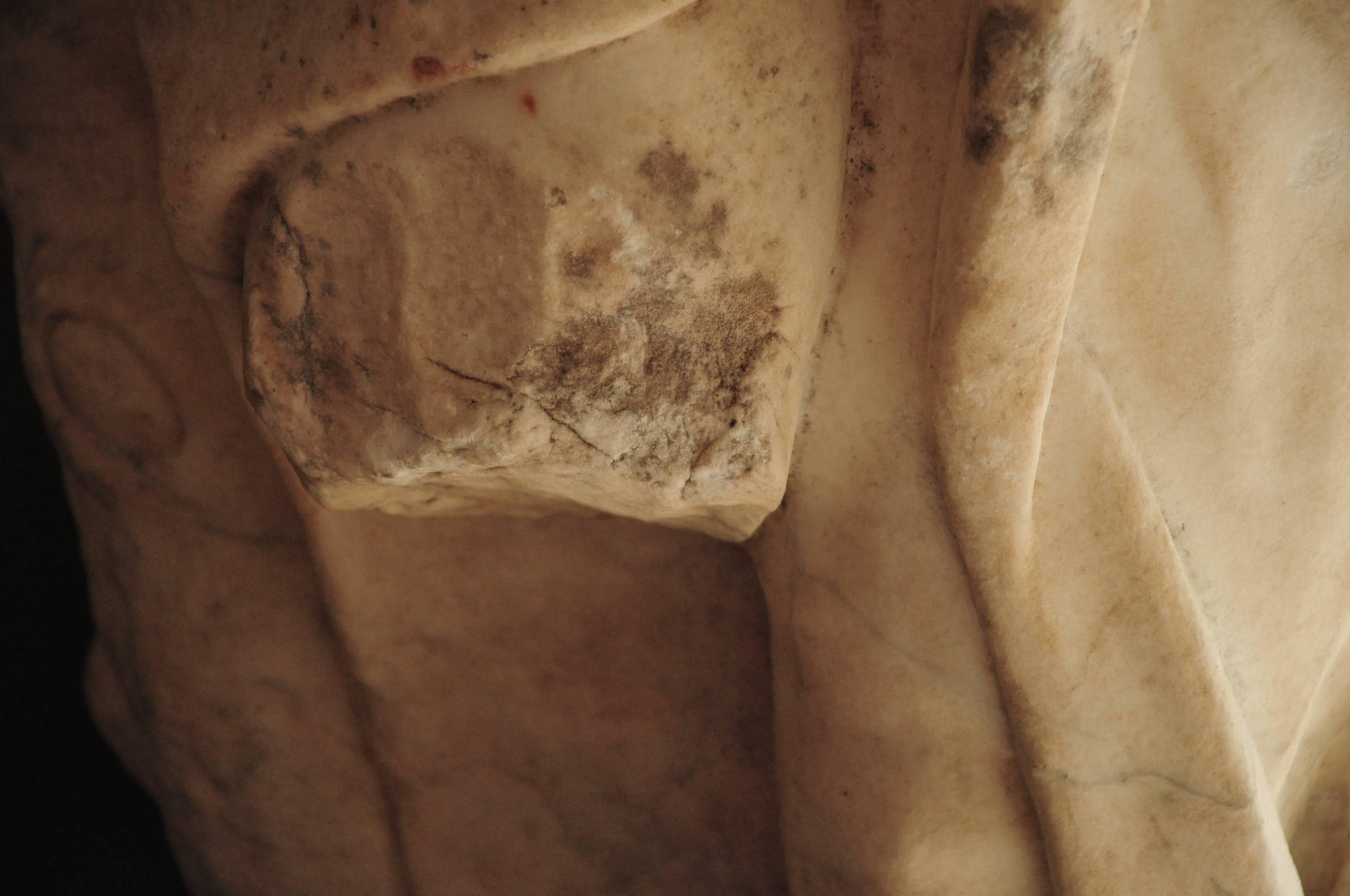 Hand-Crafted 18th Century Torso Sculpture of Apollo in White Marble