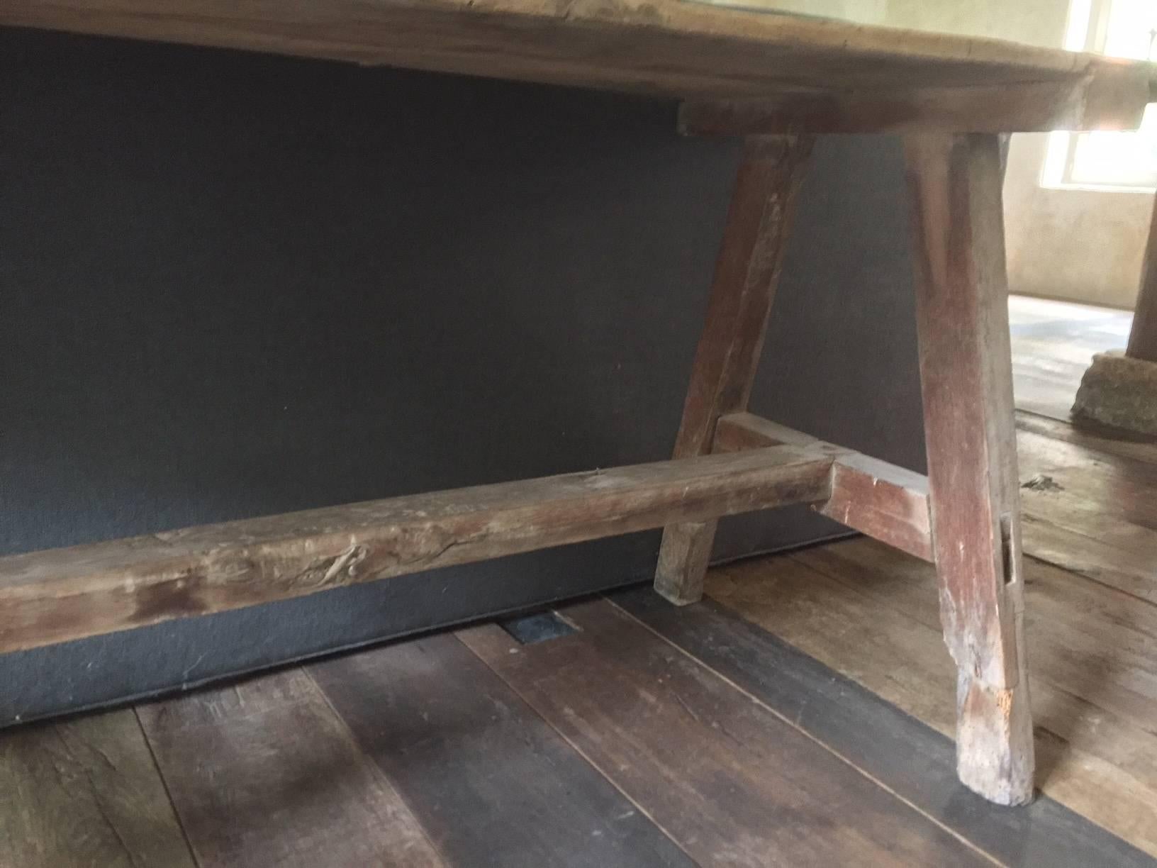 19th Century Softwood Trestle Table In Good Condition In Vosselaar, BE