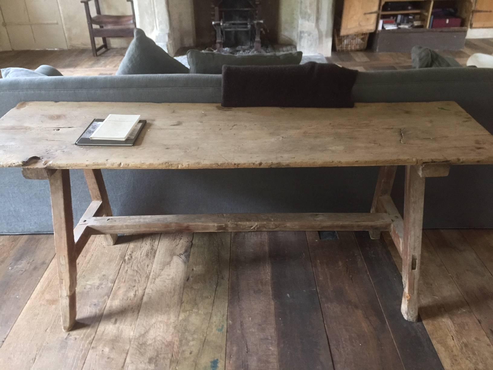 19th Century Softwood Trestle Table 1