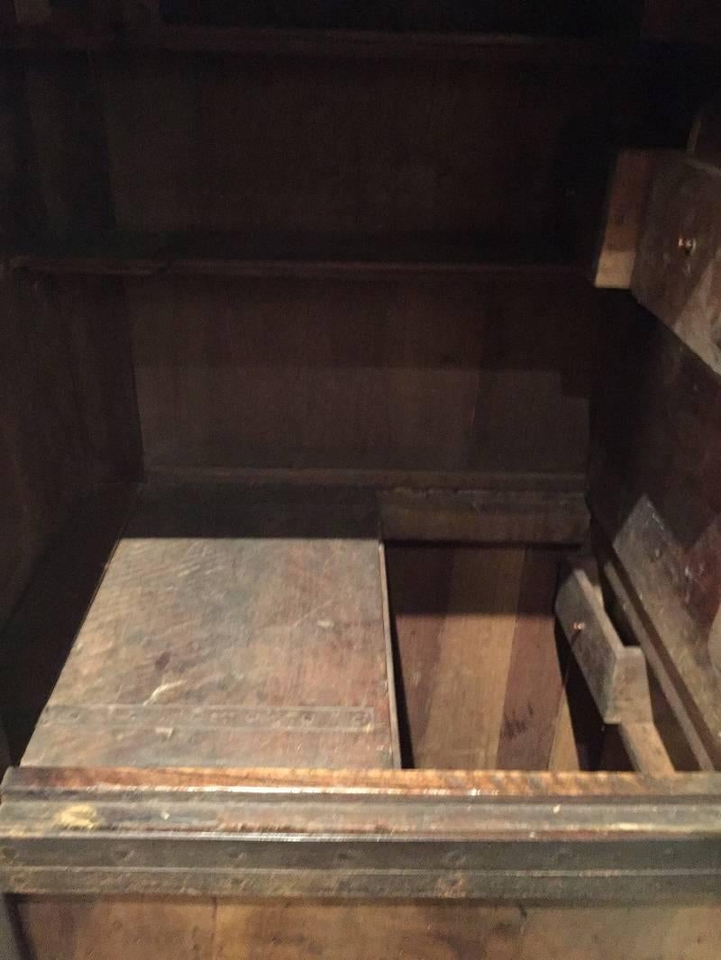Wrought Iron Strongbox Safe Walnut Armoire Cupboard