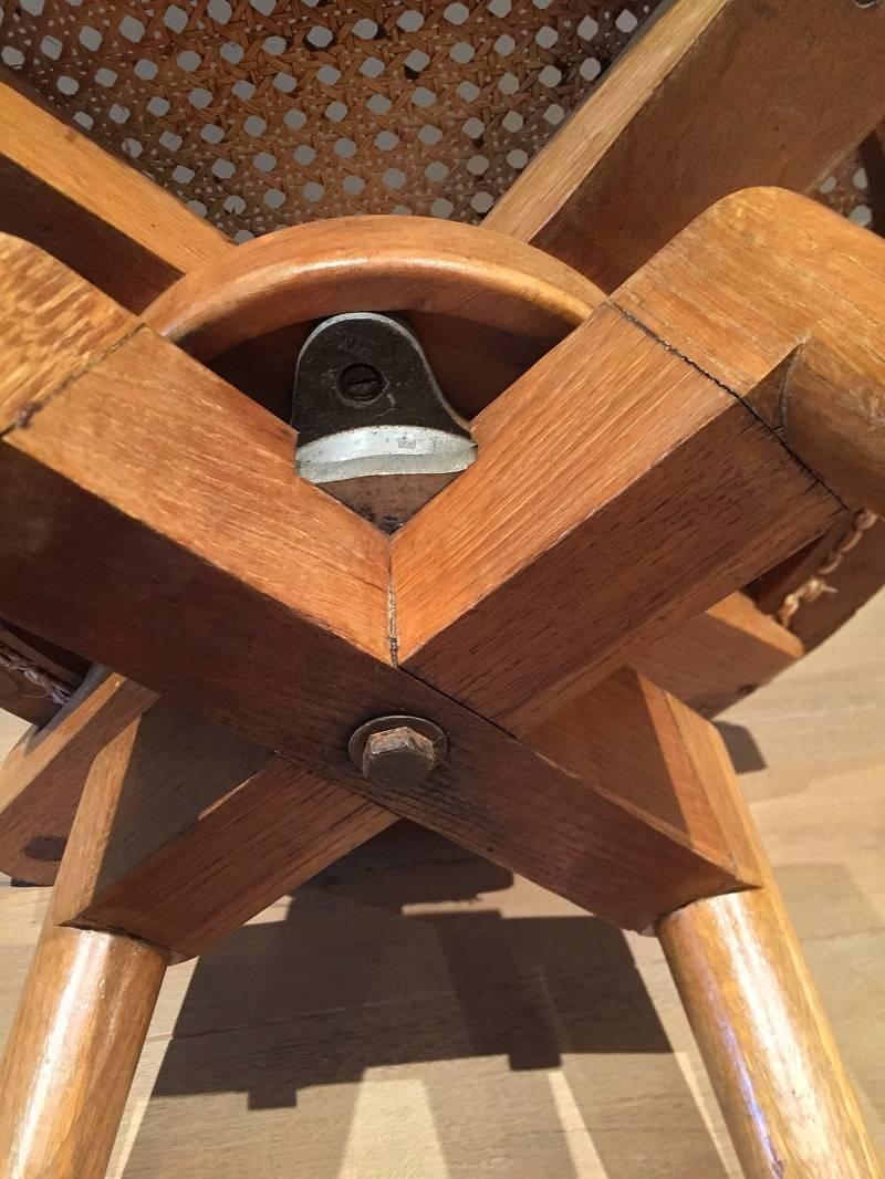 Modernist Swivel Chair Oak Ratan 1