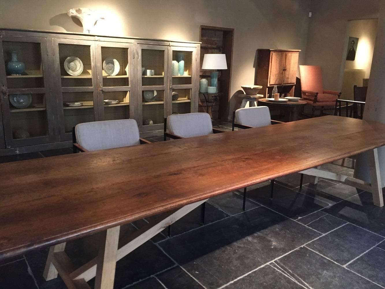 Dining Conference Table Reclaimed Walnut In Excellent Condition In Vosselaar, BE