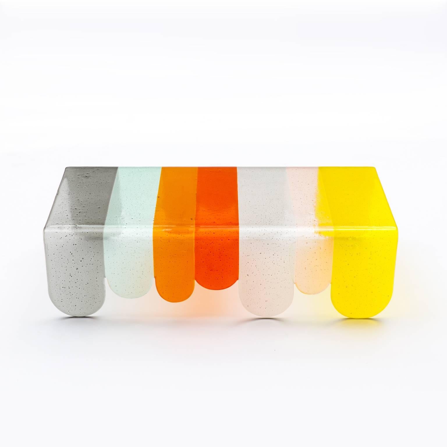 colorful glass coffee table