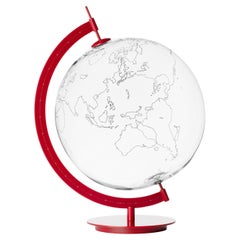 Coexist Ground Glass World Map in Nickel Plated Brass, Red version
