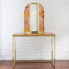 Awaiting Vanity Table with Mirror Velvet and Brass
