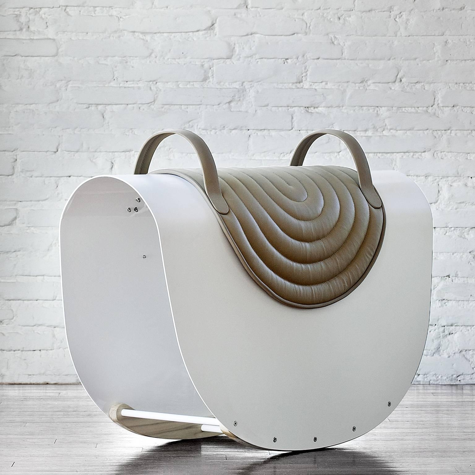 With this Rocker, Lanzavecchia + Wai demonstrate how children’s play, through a sophisticated design process, can be transformed into refined grown-up objects with meaning and intent. It combines skillful craftsmanship with serial production and