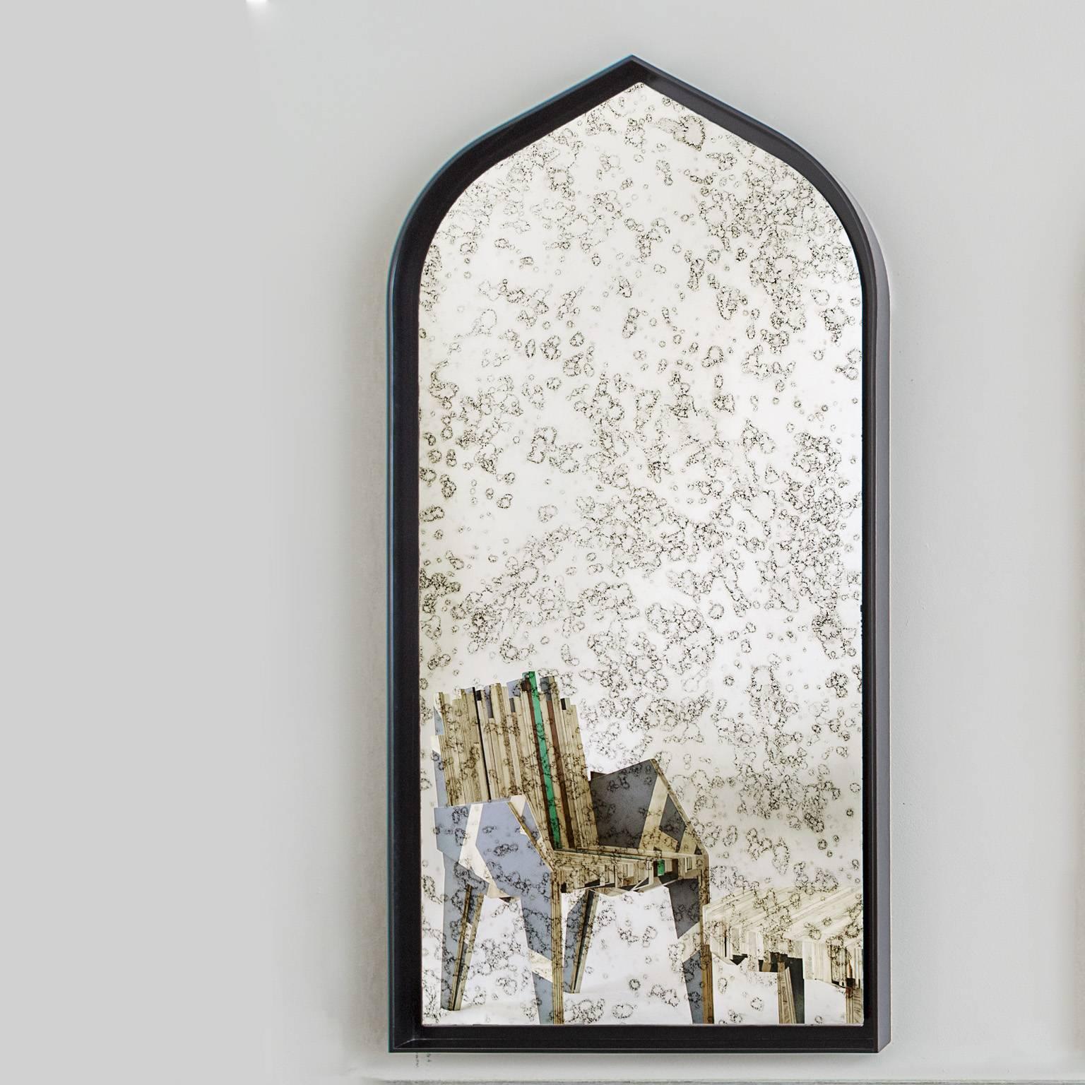 Italian 21st Century Panorami Mirrors Wooden Frame Venetian Window Wood Stained Mirror 