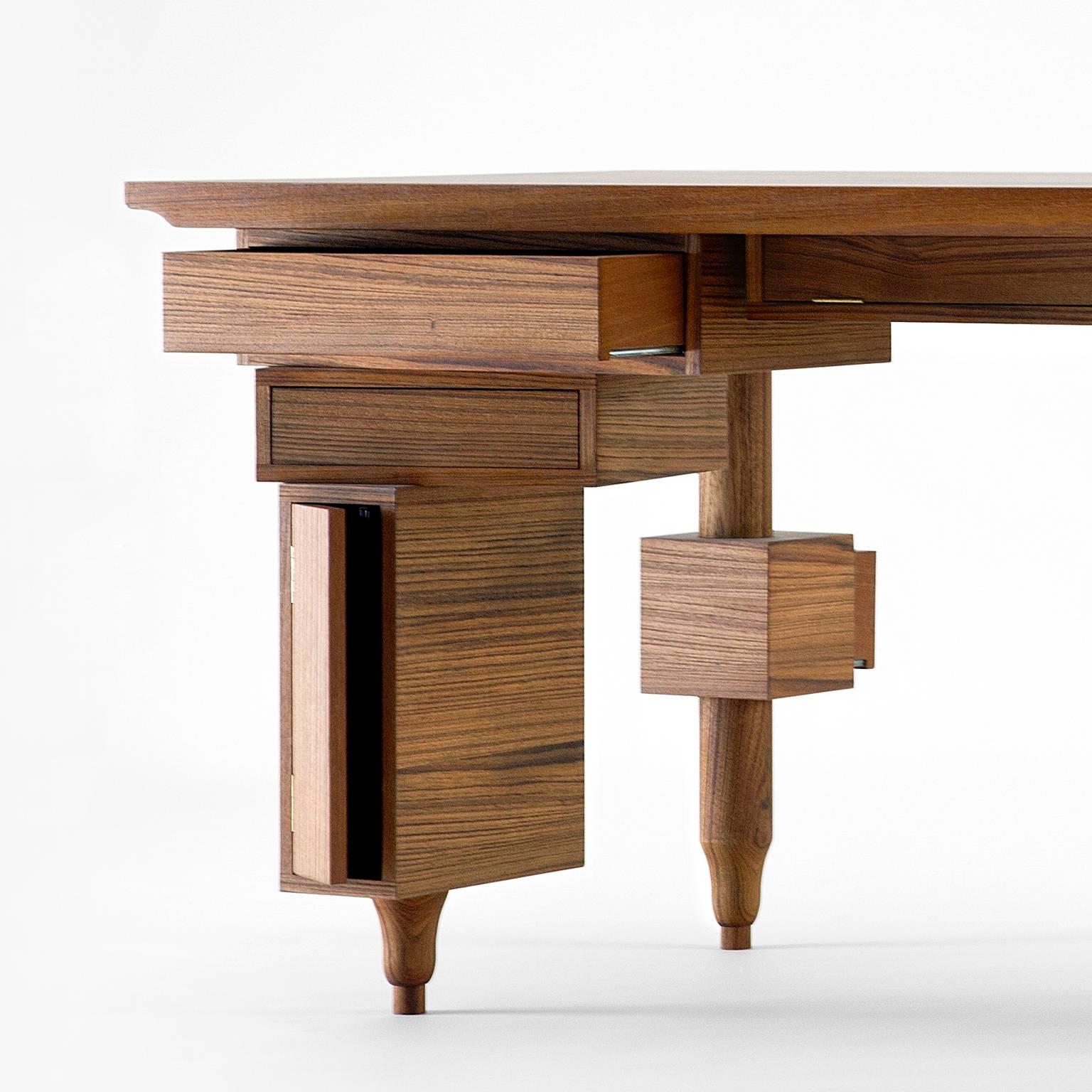 Modern Le Bureau de Paolo Wooden Desk with several drawers  For Sale