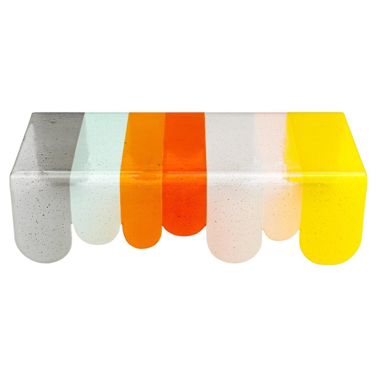 Lunapark Multicolor Striped Murano Glass Coffee Table