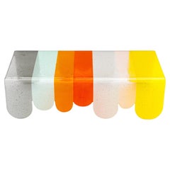 Lunapark Multicolor Striped Murano Glass Coffee Table