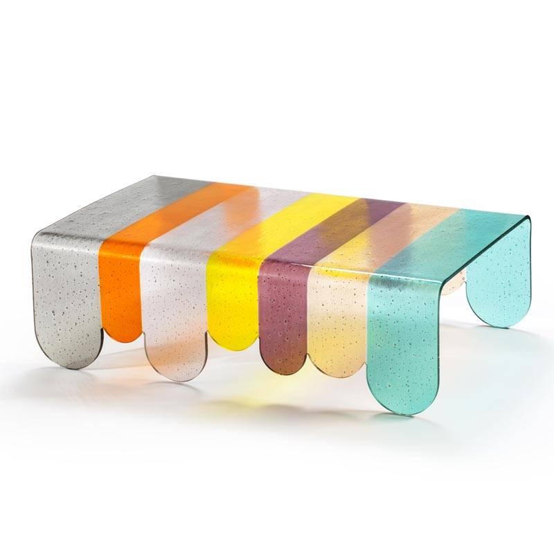 colored glass coffee table