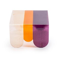 Lunapark Multicolor Striped Murano Glass Coffee Table