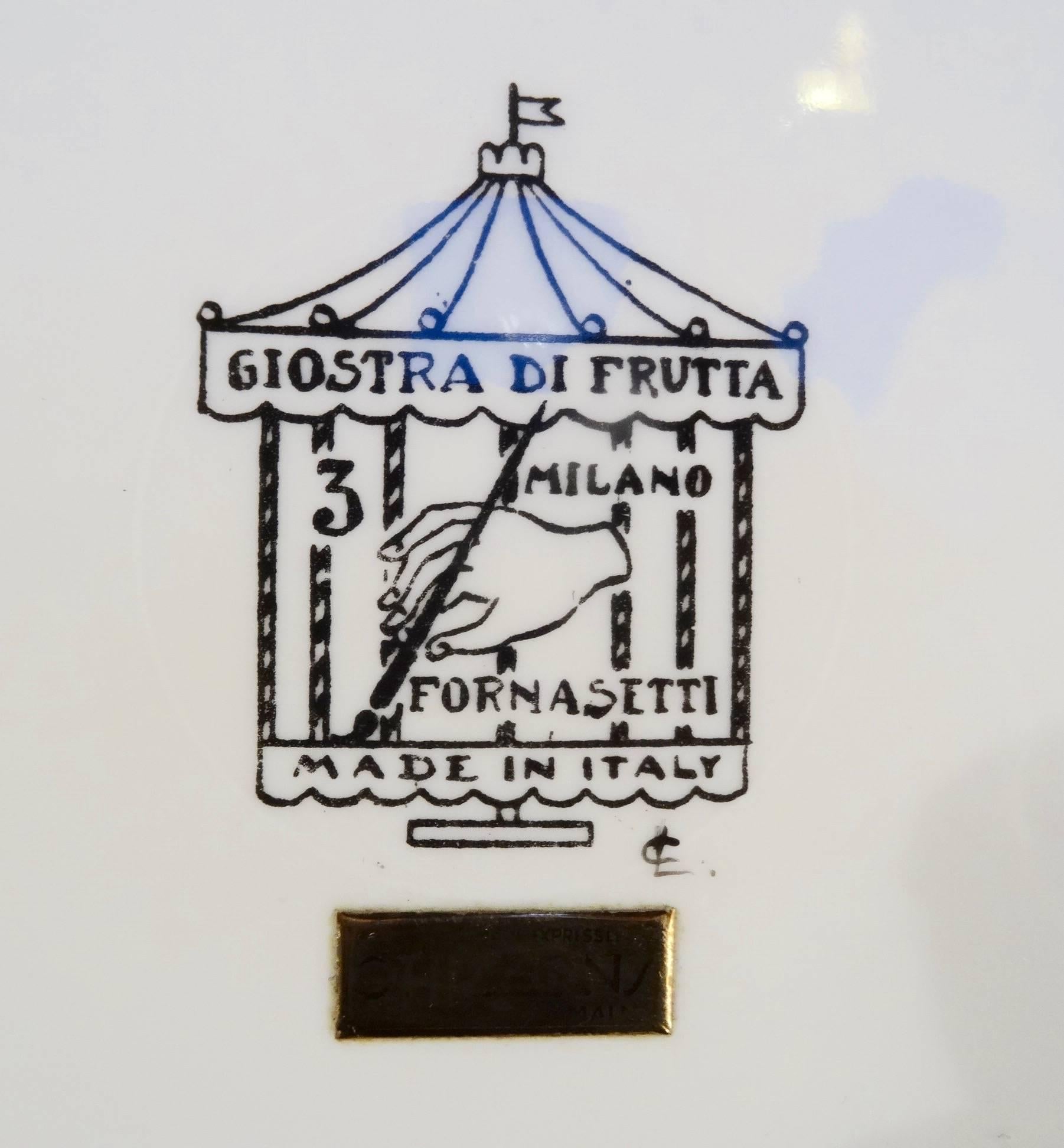 Mid-Century Modern Fornasetti Ceramic Plats Giostra di Frutta no 3