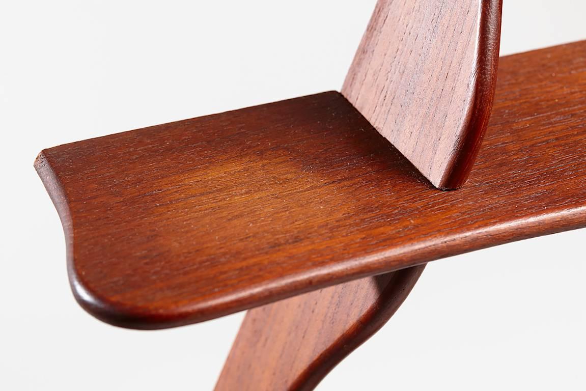 Peder Moos was one of the most eccentric and skilled of the Danish furniture designers in the 20th century. Never using a screw or a nail his craftsmanship and relatively small production makes his items very sought after on today´s second hand