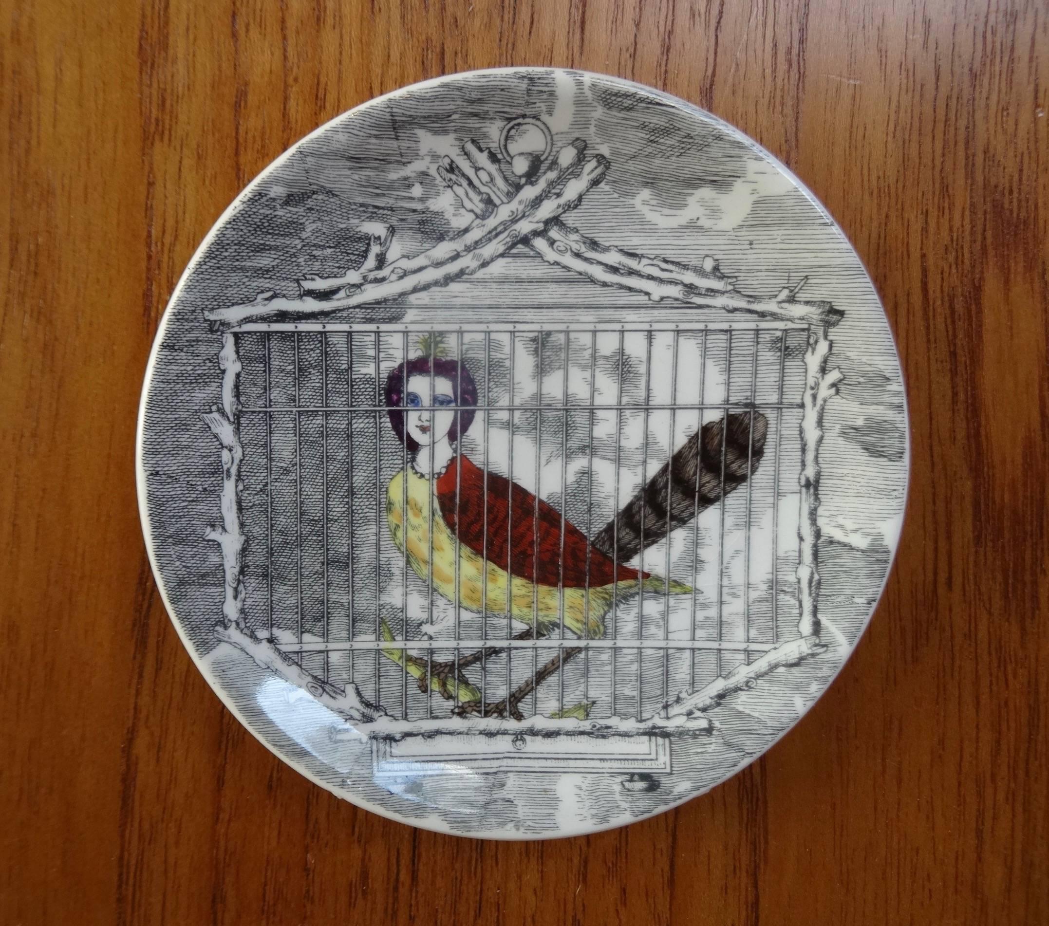 Italian Piero Fornasetti, Complete Set of Eight Le Arpie Coasters For Sale