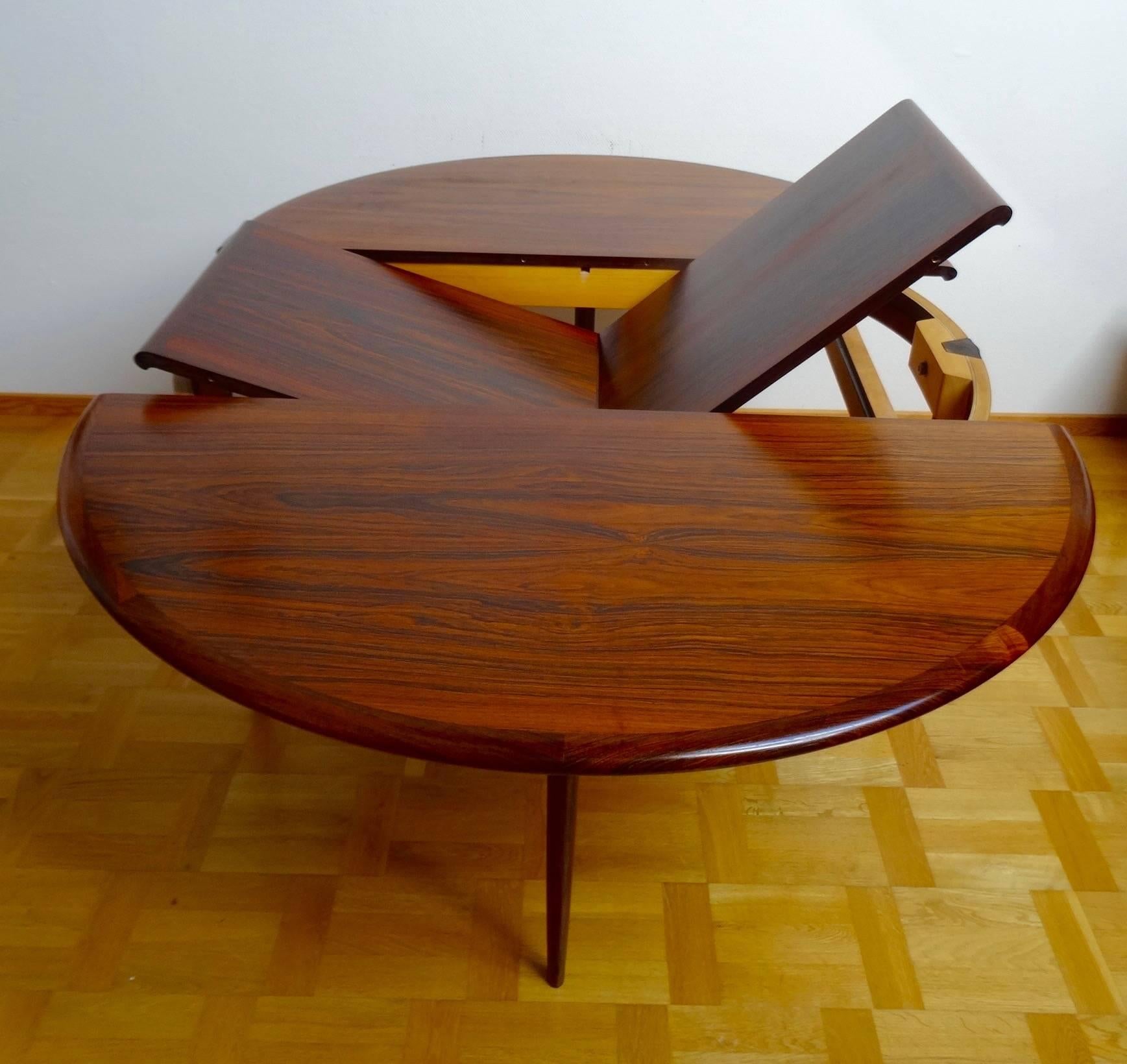 Mid-Century Modern Jacaranda Dining Table with Six Chairs by Niels O. Møller