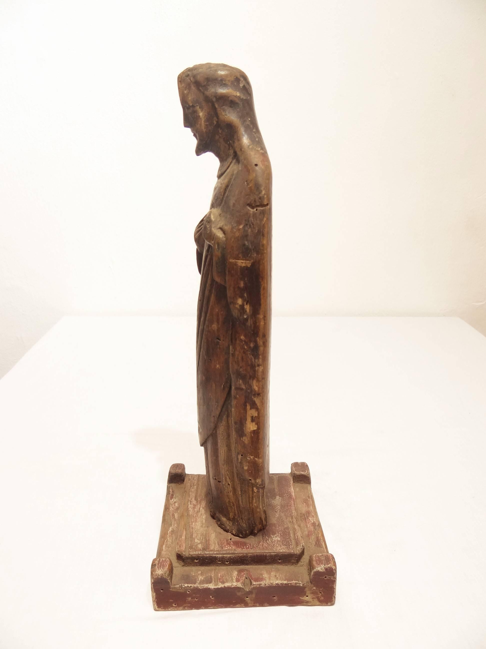 Mexican 19th Century Hand-Carved Wood Santo 