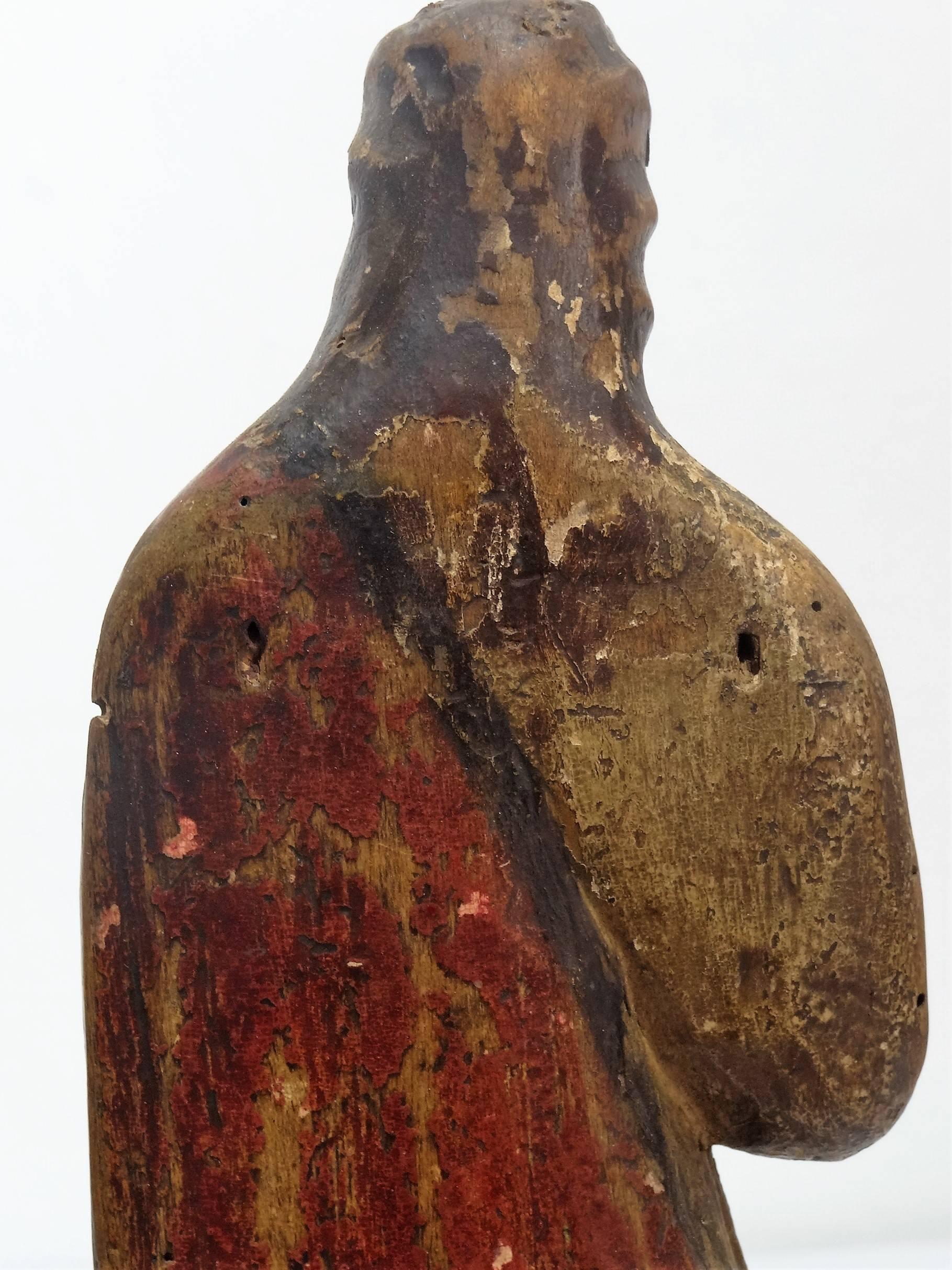 19th Century Hand-Carved Wood Santo 