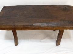 19th Century Dark Brown Primitive Mesquite Bench or Stool “Molendero”