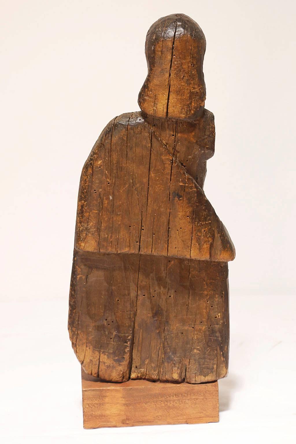 19th century wood Santo fragment representing God Father 