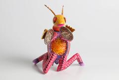 21st Century Set of Seven Hand-Carved Wood Alebrijes Grasshoppers Music Band
