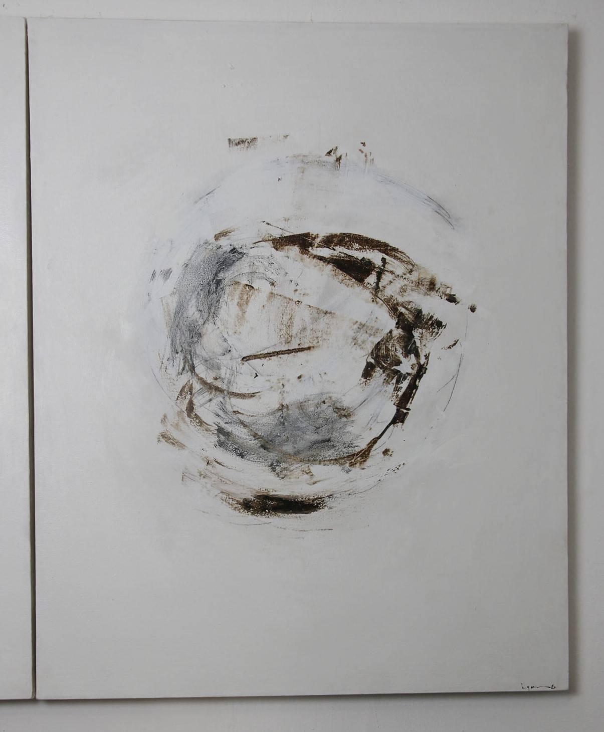 21st Century Abstract White Diptych Painting by Mexican Artist Leonardo Salinas In Excellent Condition For Sale In OAXACA, OAXACA