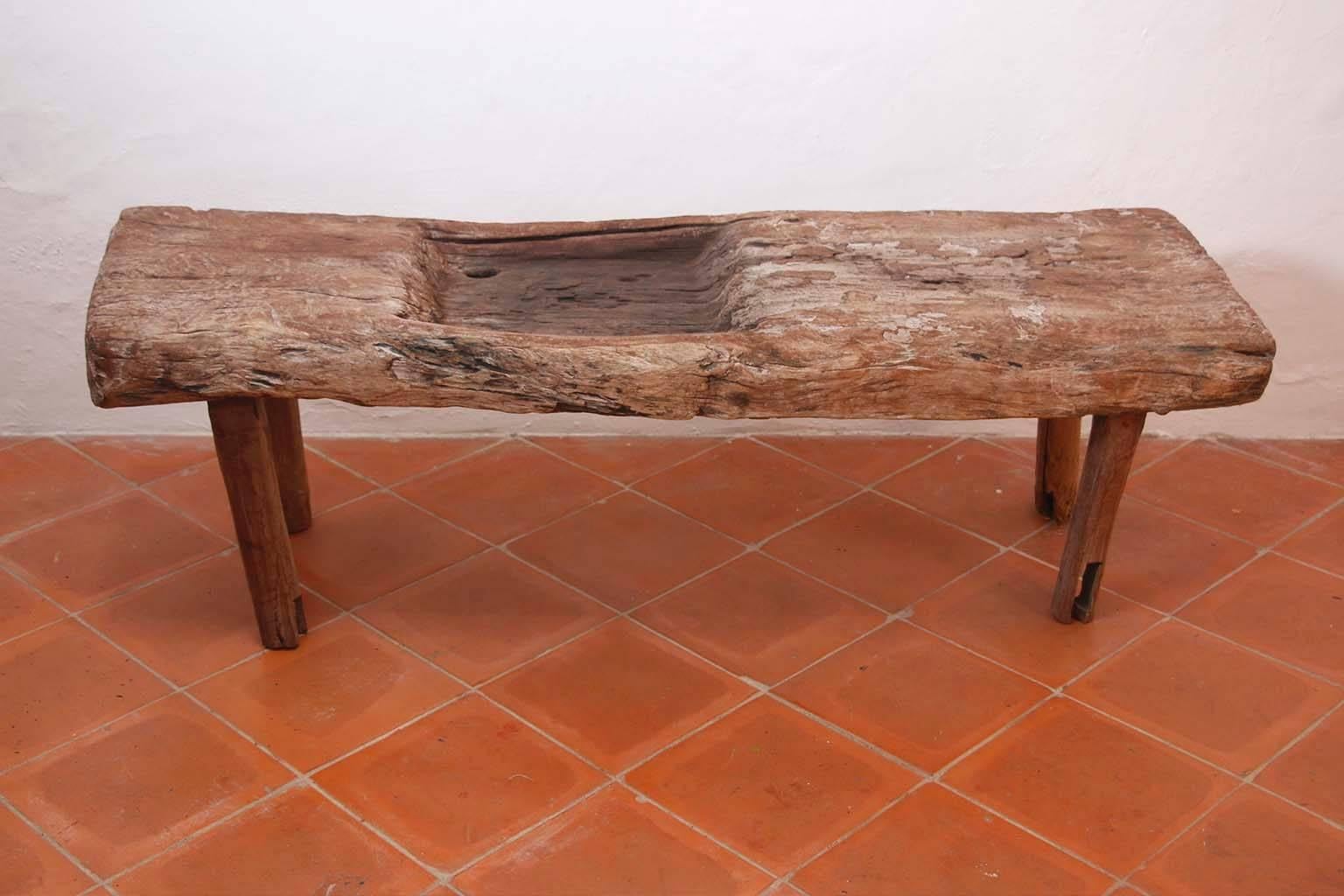 19 century primitive Mezquite hand-carved work bench also called