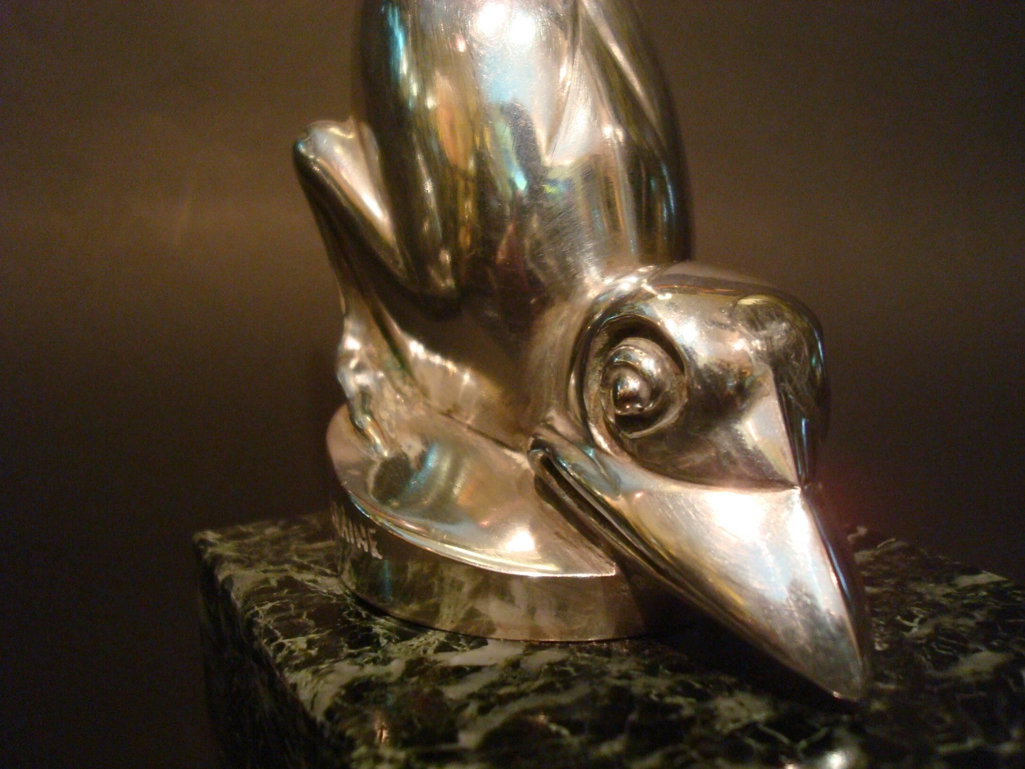 Early 20th Century Art Deco Silver Plated Bronze Birds Bookends, M. Bouraine