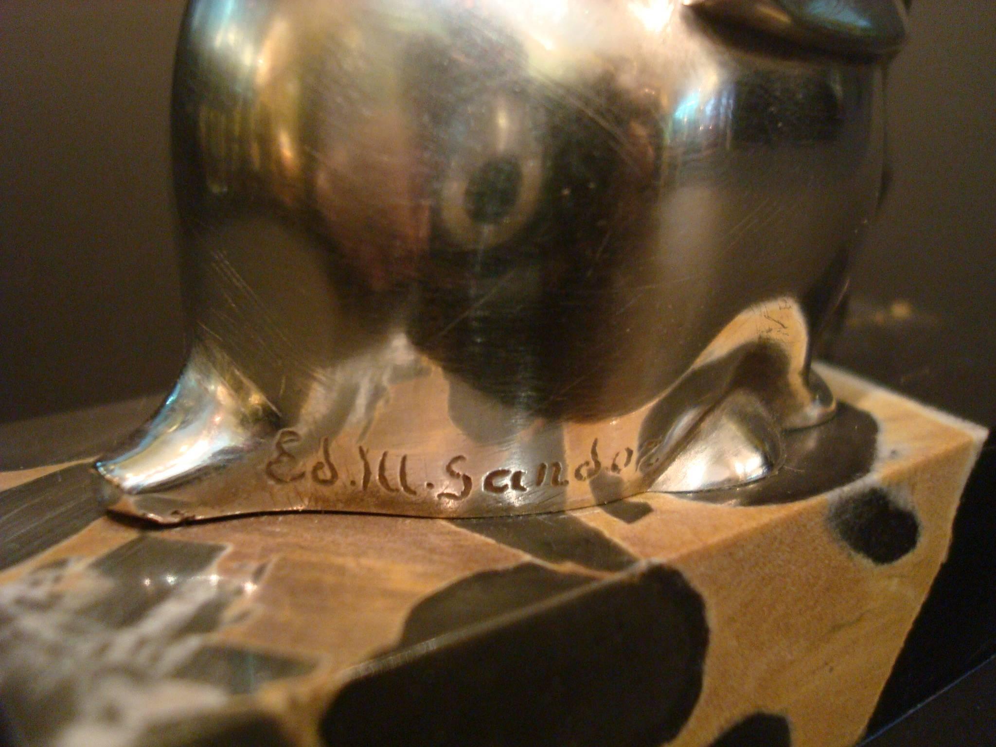 Art Deco Bronze Sculpture Rabbit by Eduard Marcel Sandoz, Susse Freres, 1920 In Good Condition In Buenos Aires, Olivos
