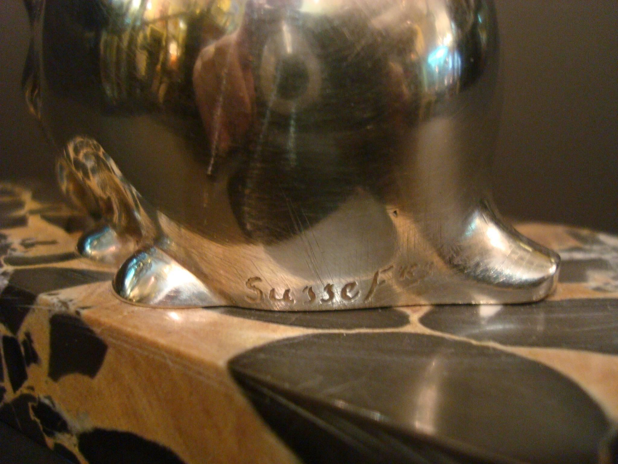 Early 20th Century Art Deco Bronze Sculpture Rabbit by Eduard Marcel Sandoz, Susse Freres, 1920