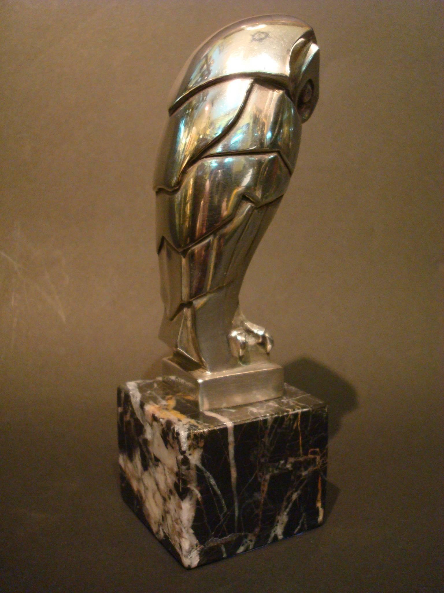 Art Deco Édouard Marcel Sandoz Owl Bronze Car Mascot