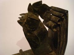 Edgar Brandt Art Deco Pair of Wrought Iron Rooster Bookends