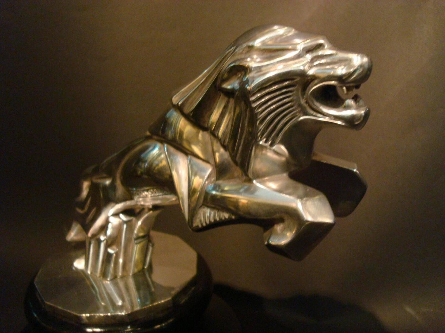 Art Deco Lion, Car Mascot, Automobilia, Jacques Cartier, France, circa