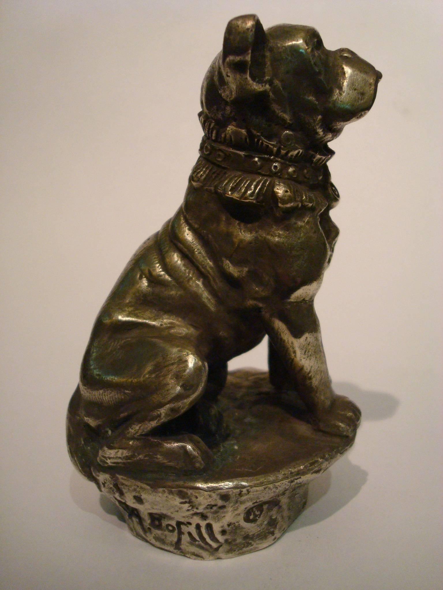French Bulldog Car Mascot by Antoine Bofill, France, circa 1925 In Good Condition In Buenos Aires, Olivos