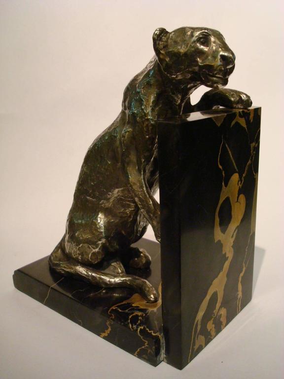 Art Deco Silver Plated Bronze Panthers Bookends by Roger Godchaux at 1stDibs panther bookends