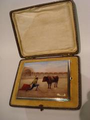 Silver and Enamel Cigarette Case Spanish-Style Bullfighting 'Corrida de Toros'