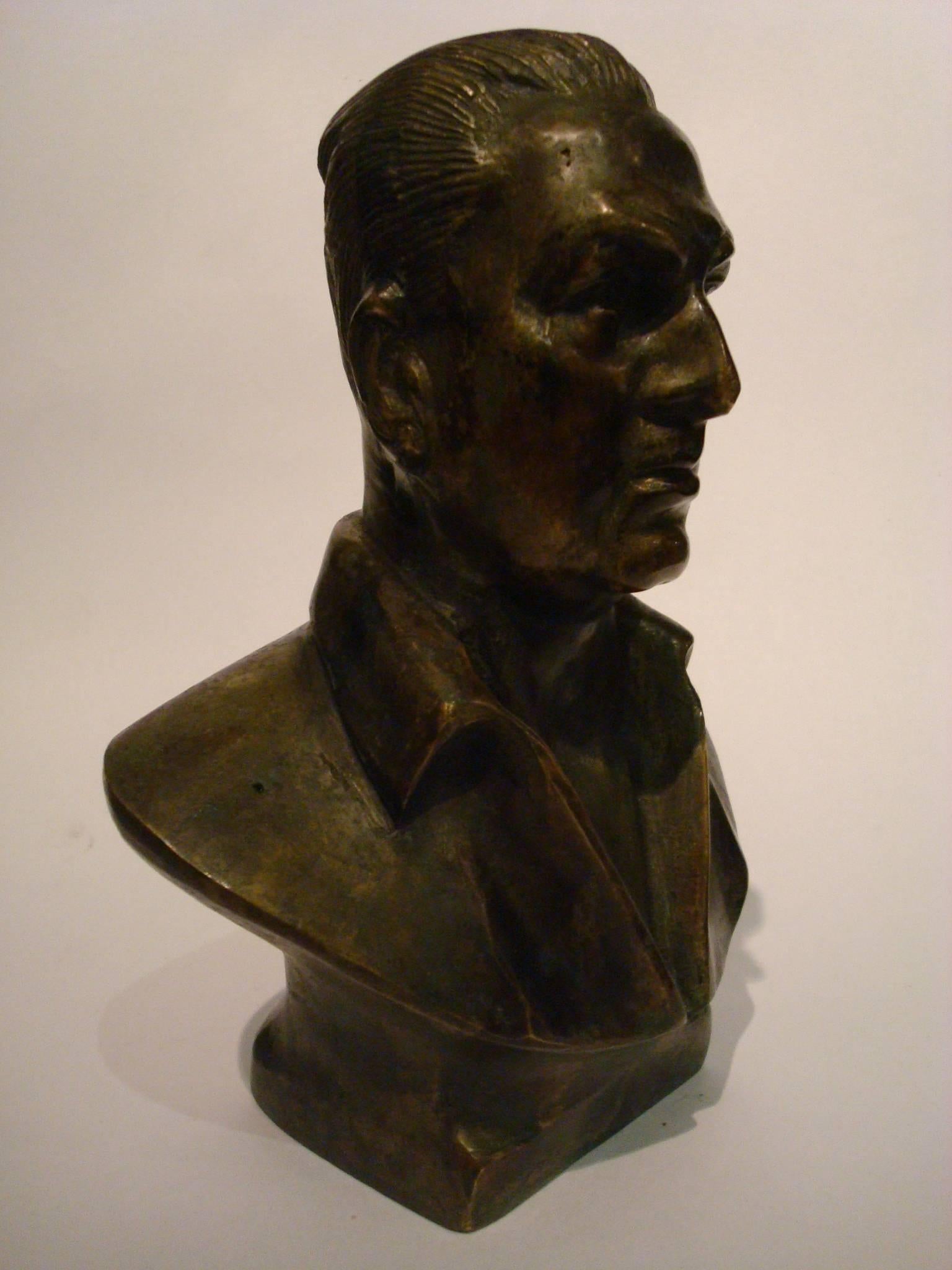 Argentine Juan Domingo Peron Bronze Bust of Evita For Sale