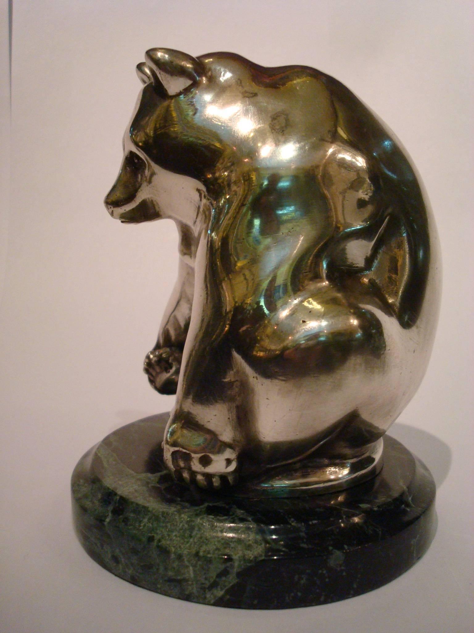 Playing bear art deco bronze paperweight. Mounted over a green alps marble base. signed Ch. Soudant, and foundry marks Susse freress ed. Paris.