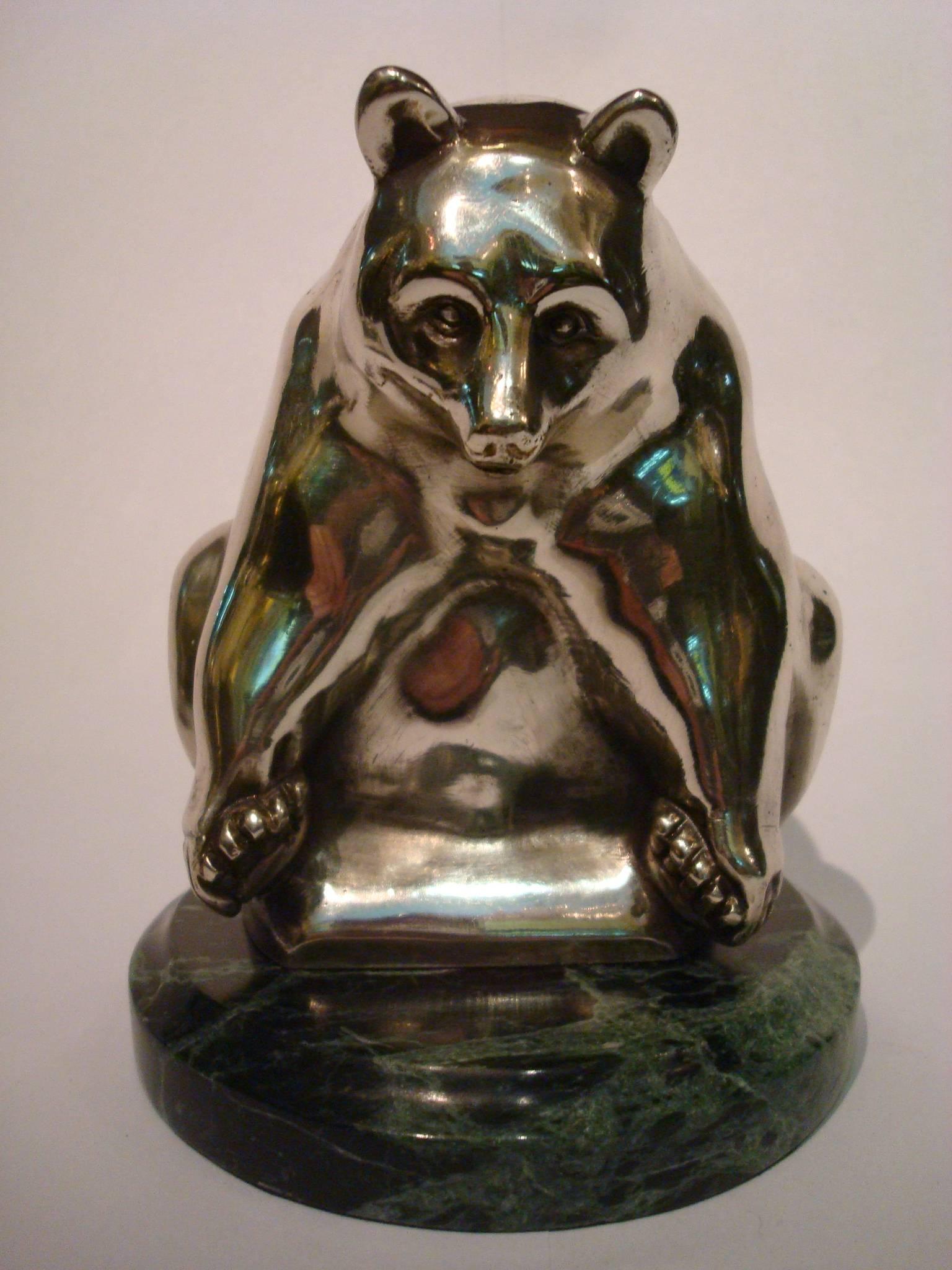 French Grisby Bear Silver Plated Bronze Art Deco, France, circa 1925