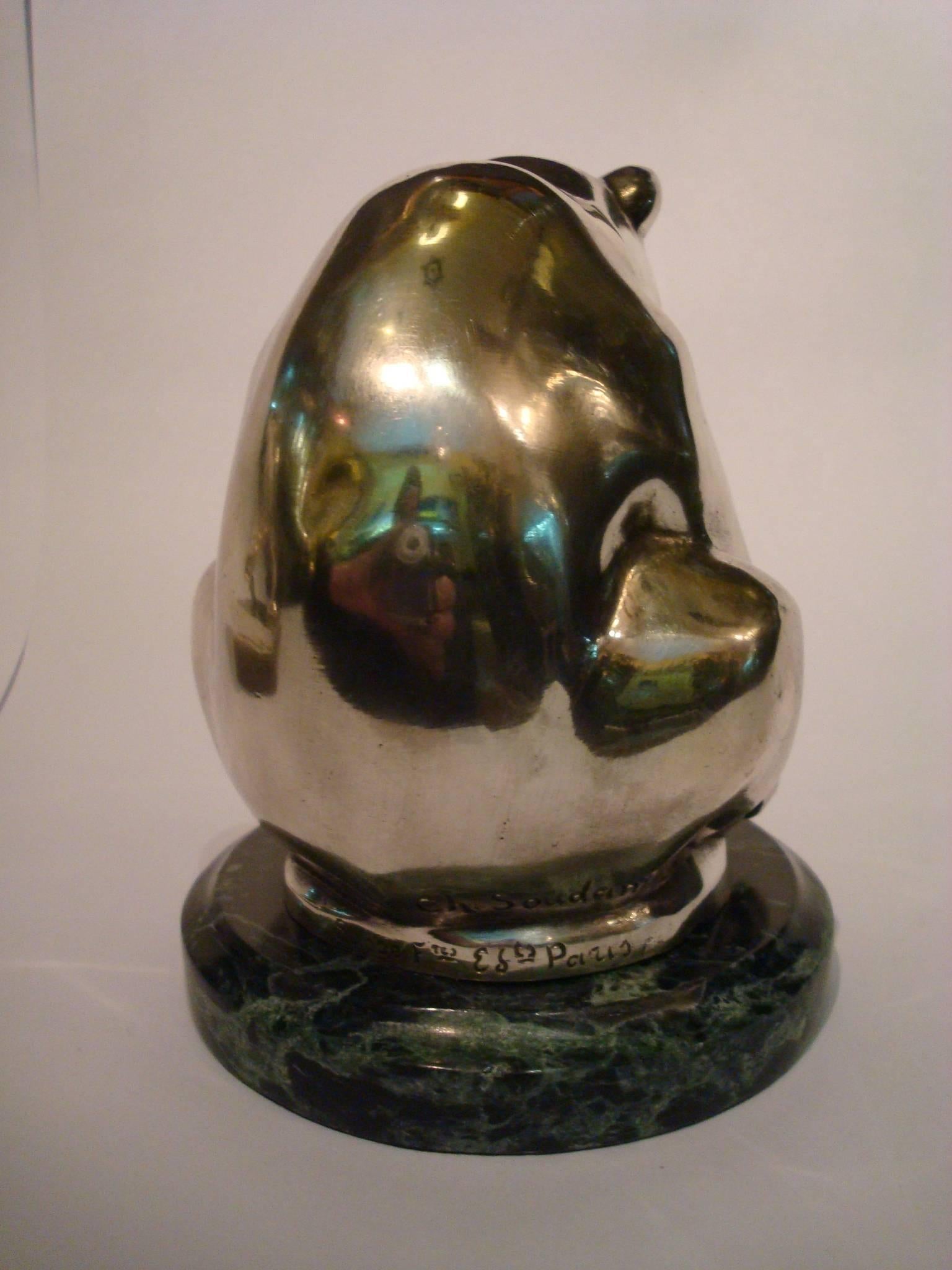 Grisby Bear Silver Plated Bronze Art Deco, France, circa 1925 In Good Condition In Buenos Aires, Olivos
